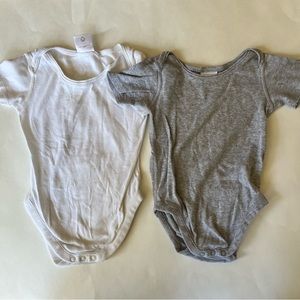 Hanna Andersson onesies - white and gray. Size 75 or 12-18 months organic cotton